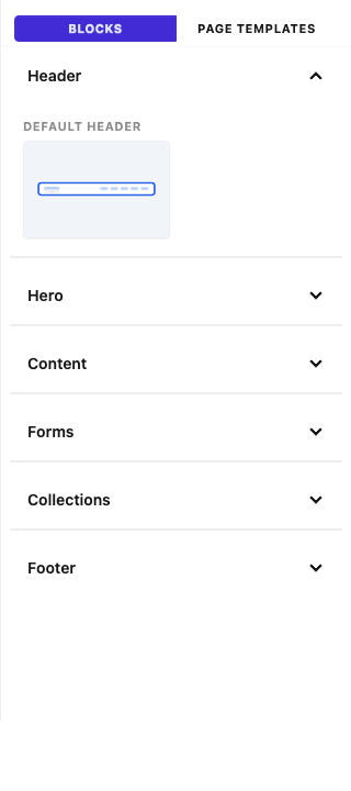 Block Palette with Wireframe Previews