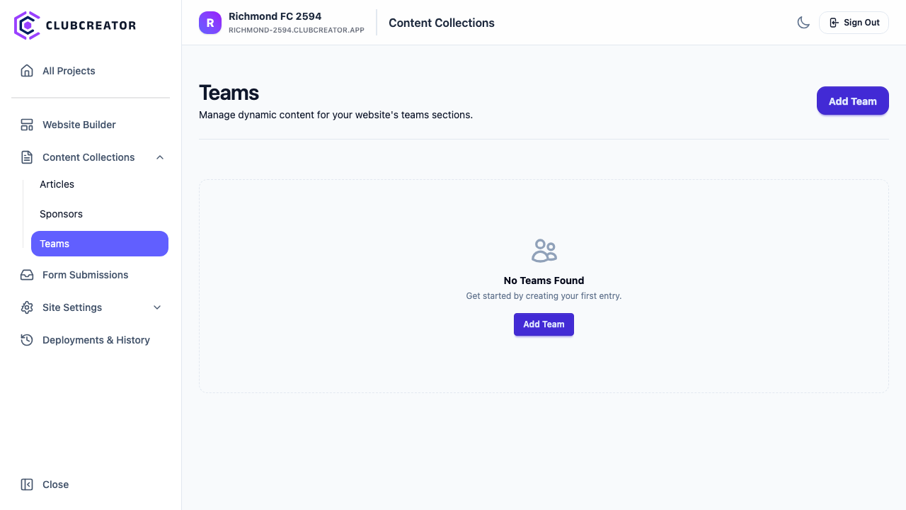 Teams Collection List